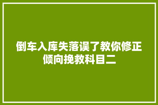 倒车入库失落误了教你修正倾向挽救科目二