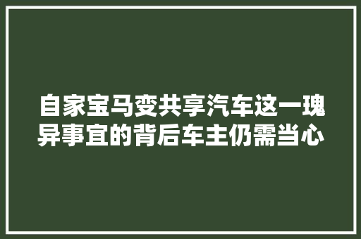自家宝马变共享汽车这一瑰异事宜的背后车主仍需当心