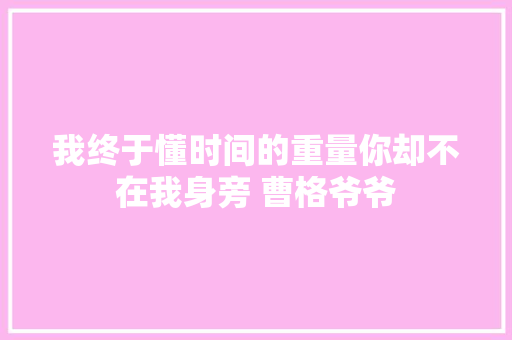 我终于懂时间的重量你却不在我身旁 曹格爷爷