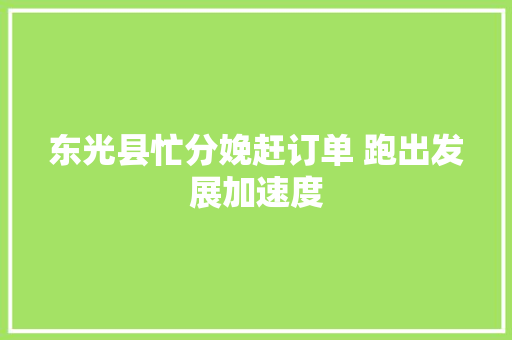 东光县忙分娩赶订单 跑出发展加速度