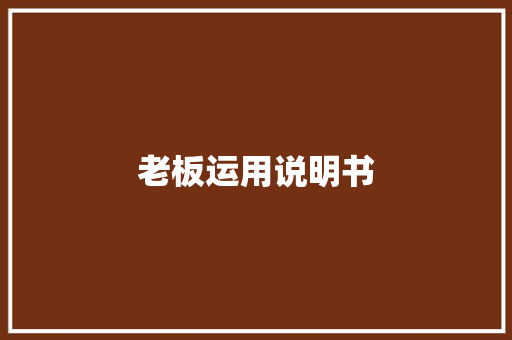 老板运用说明书