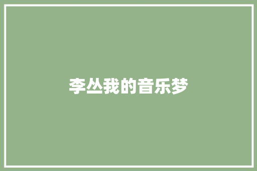 李丛我的音乐梦