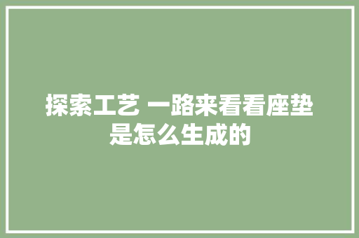 探索工艺 一路来看看座垫是怎么生成的