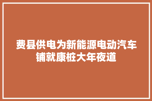 费县供电为新能源电动汽车铺就康桩大年夜道