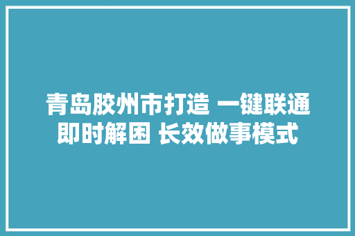 青岛胶州市打造 一键联通即时解困 长效做事模式