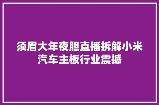 须眉大年夜胆直播拆解小米汽车主板行业震撼