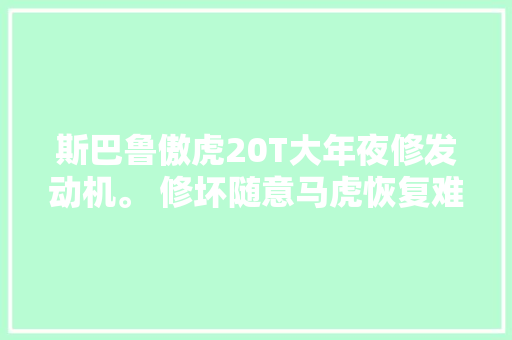 斯巴鲁傲虎20T大年夜修发动机。 修坏随意马虎恢复难