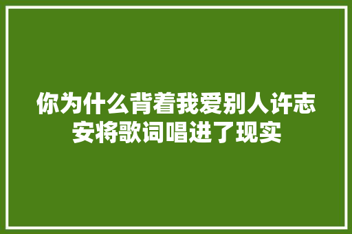 你为什么背着我爱别人许志安将歌词唱进了现实