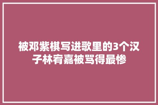 被邓紫棋写进歌里的3个汉子林宥嘉被骂得最惨