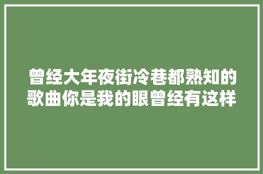 曾经大年夜街冷巷都熟知的歌曲你是我的眼曾经有这样的故事