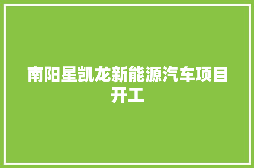 南阳星凯龙新能源汽车项目开工