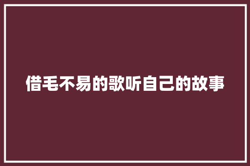 借毛不易的歌听自己的故事