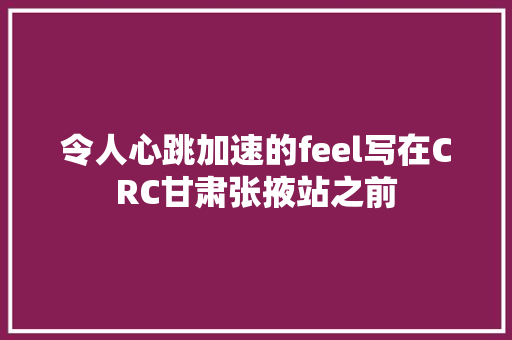 令人心跳加速的feel写在CRC甘肃张掖站之前