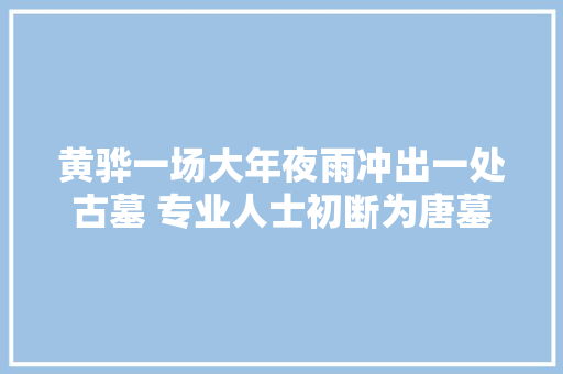 黄骅一场大年夜雨冲出一处古墓 专业人士初断为唐墓