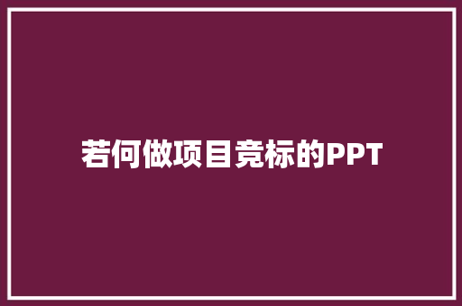 若何做项目竞标的PPT