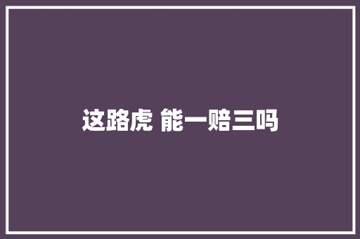 这路虎 能一赔三吗