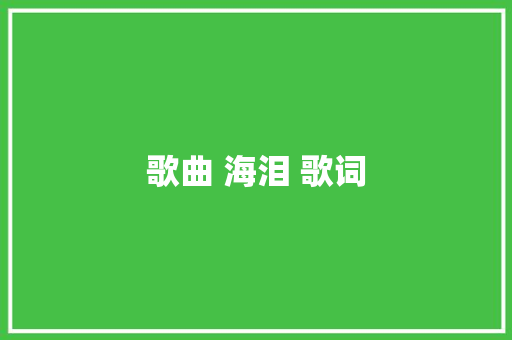 歌曲 海泪 歌词