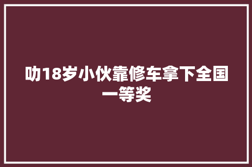 叻18岁小伙靠修车拿下全国一等奖