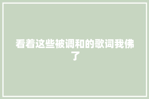 看着这些被调和的歌词我佛了