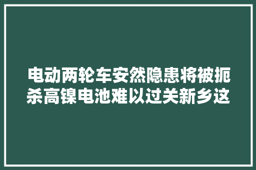 电动两轮车安然隐患将被扼杀高镍电池难以过关新乡这家锂电企业怎么办