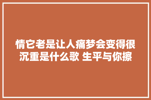 情它老是让人痛梦会变得很沉重是什么歌 生平与你擦肩而过歌词 休闲娱乐