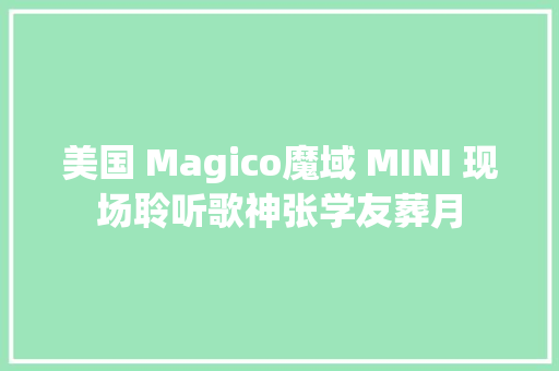 美国 Magico魔域 MINI 现场聆听歌神张学友葬月