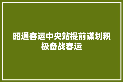 昭通客运中央站提前谋划积极备战春运