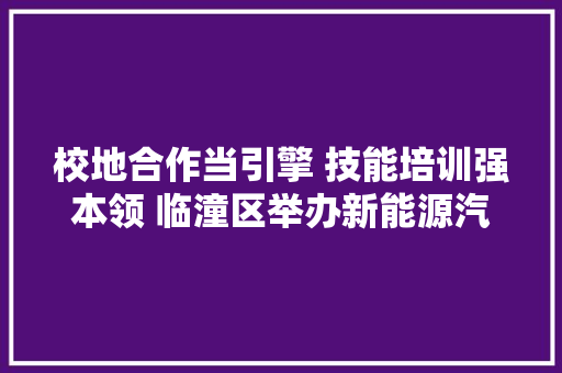 校地合作当引擎 技能培训强本领 临潼区举办新能源汽车运用与维修技能培训班