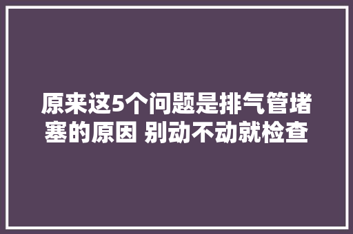 原来这5个问题是排气管堵塞的原因 别动不动就检查发动机