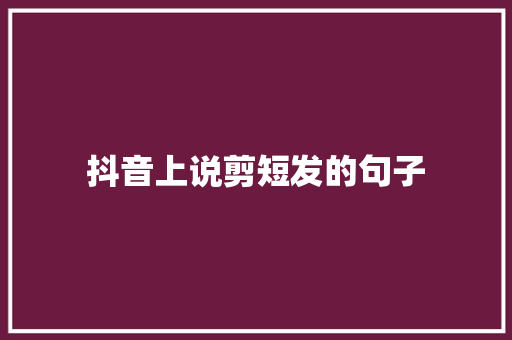 抖音上说剪短发的句子