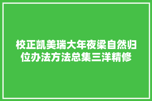 校正凯美瑞大年夜梁自然归位办法方法总集三洋精修