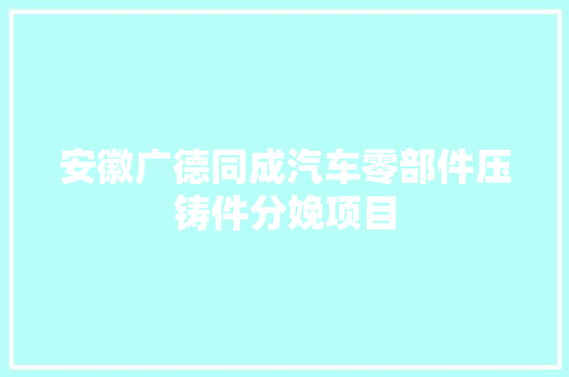 安徽广德同成汽车零部件压铸件分娩项目