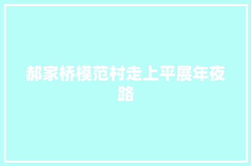 郝家桥模范村走上平展年夜路