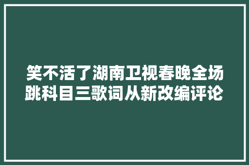 笑不活了湖南卫视春晚全场跳科目三歌词从新改编评论区炸锅