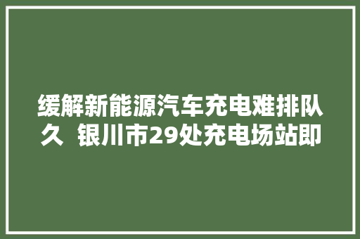 缓解新能源汽车充电难排队久  银川市29处充电场站即将投用