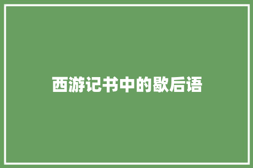 西游记书中的歇后语