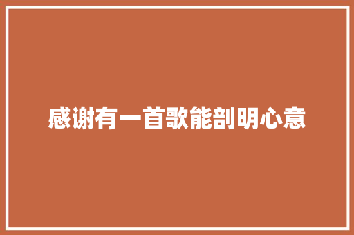 感谢有一首歌能剖明心意