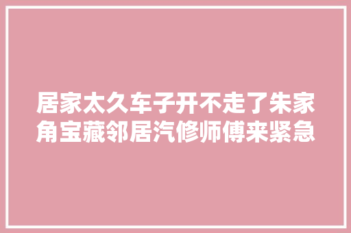 居家太久车子开不走了朱家角宝藏邻居汽修师傅来紧急救援