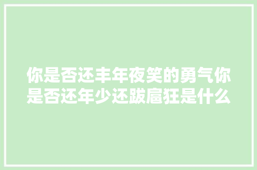 你是否还丰年夜笑的勇气你是否还年少还跋扈狂是什么歌 印度合资人插曲