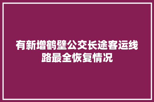 有新增鹤壁公交长途客运线路最全恢复情况
