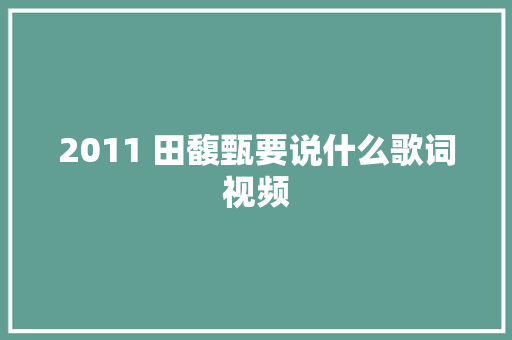 2011 田馥甄要说什么歌词视频