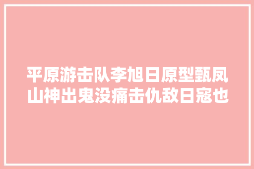平原游击队李旭日原型甄凤山神出鬼没痛击仇敌日寇也没辙