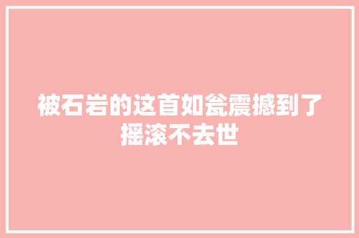 被石岩的这首如瓮震撼到了摇滚不去世
