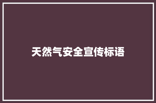 天然气安全宣传标语