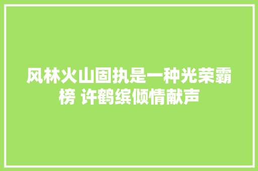 风林火山固执是一种光荣霸榜 许鹤缤倾情献声