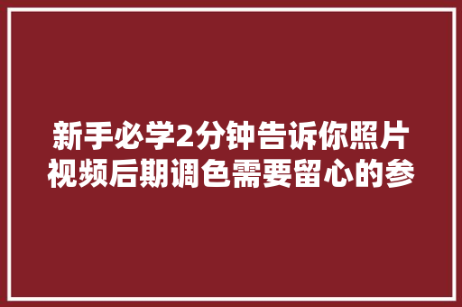 新手必学2分钟告诉你照片视频后期调色需要留心的参数