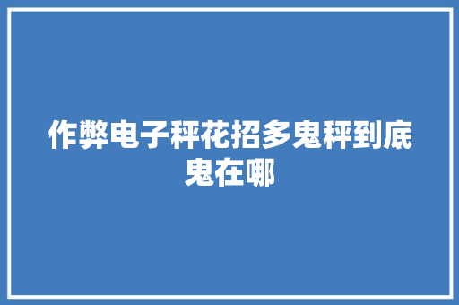 作弊电子秤花招多鬼秤到底鬼在哪