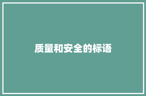 质量和安全的标语