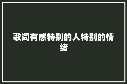 歌词有感特别的人特别的情绪