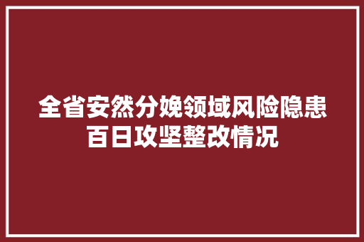 全省安然分娩领域风险隐患百日攻坚整改情况 汽车知识